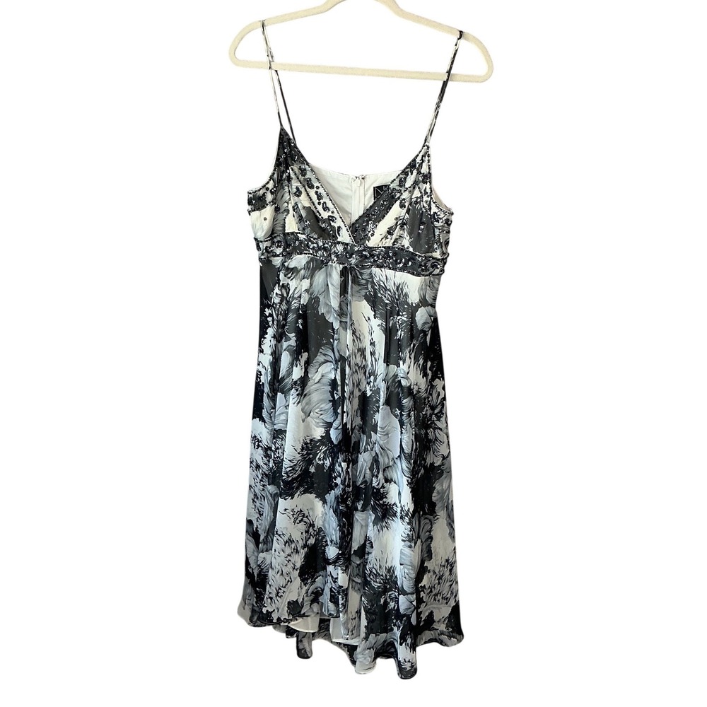Niki by Niki Livas Black White Floral Sequin Empire Waist Midi Dress 15588 14